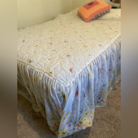 70s fairycore butterfly bedspread floral - Picture 6 of 16